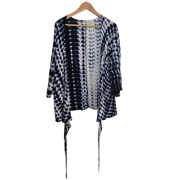 Natural Life Womens OS Tie Dye Beach Coastal Tie Front Kimono Boho Resort Beach - Picture 2 of 14